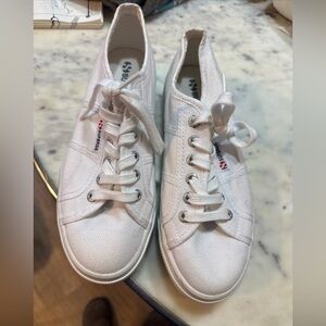 Superga Women's Cotu White Canvas Sneakers sz 8